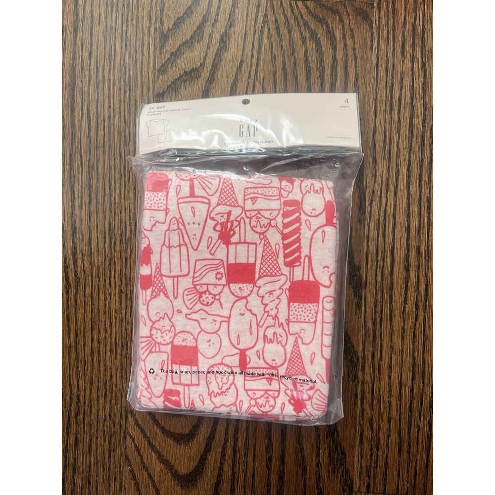 Baby Gap Girl Ice Cream Graphic Organic Cotton Pajamas Size 4 Years NWT